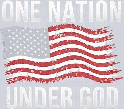 One Nation Under God Flag with Colors Red White and Blue DTF Patriotic Transfers