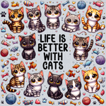 Life Is Better With Cats, Chibi Cats, Cat Transfers, Animal Lover Designs, Cute Cats, Inspirational Quotes, Pastel Style, Pet Quotes, DTF Transfer