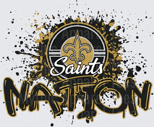 NFL Transfers New Orleans Saints Nation Splatter Design with Fleur-de-Lis Logo