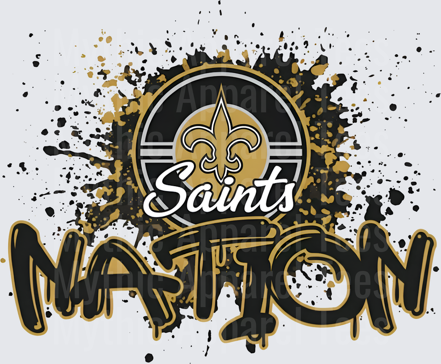 NFL Transfers New Orleans Saints Nation Splatter Design with Fleur-de-Lis Logo