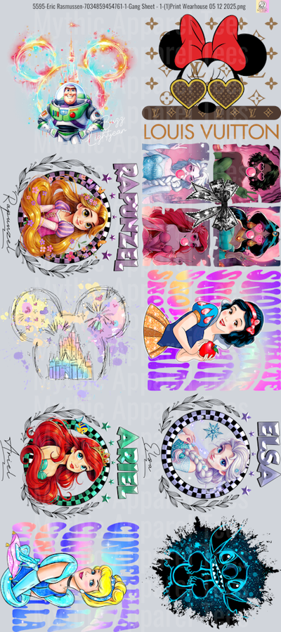 Disney Mixed GANG SHEET 10 FULL SIZE IMAGES