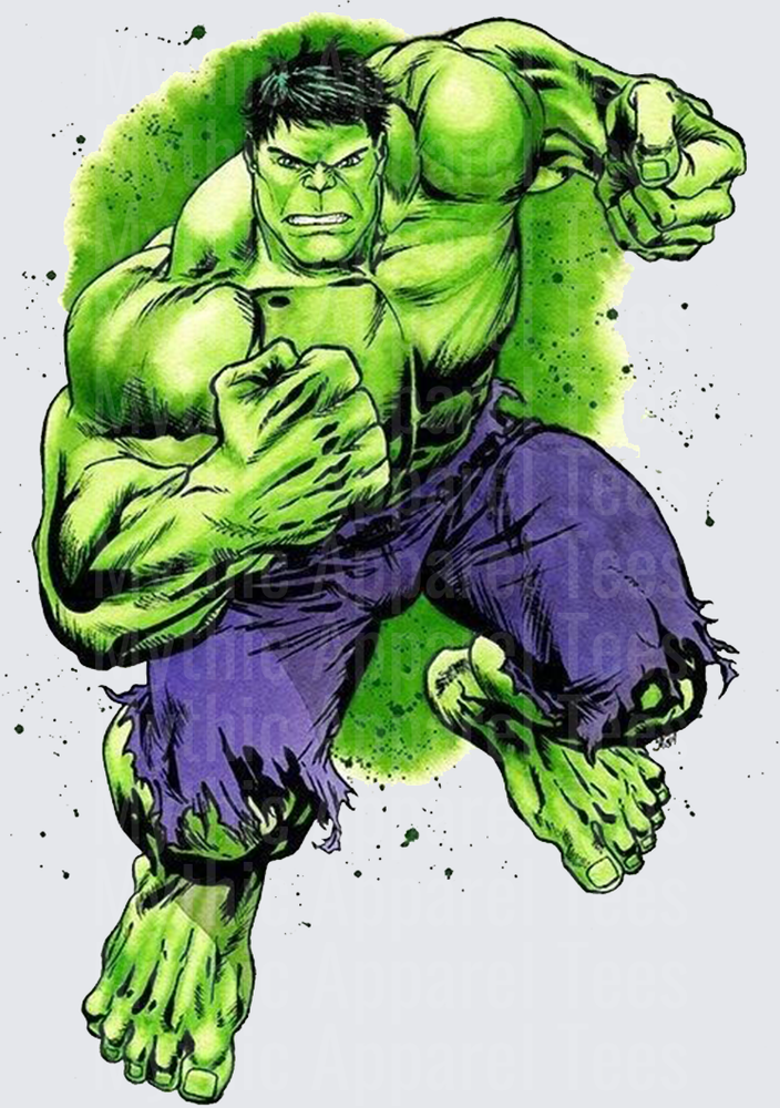 Marvel Super Heroes Incredible Hulk Punching Watercolor Splash