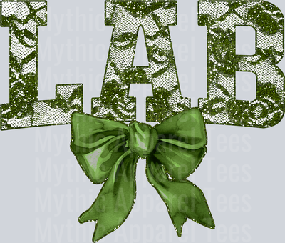 Olive Green Lace Lab St Patrick's Day College Font Floral and shamrock pattern