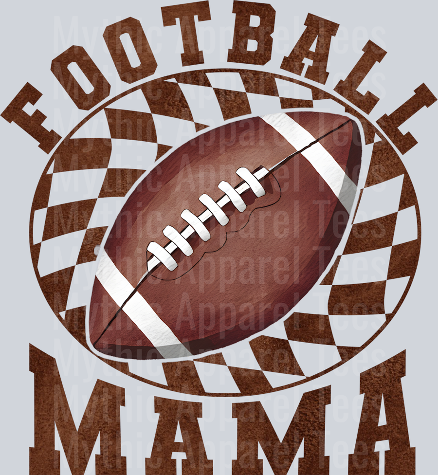 football MAMA 4 checker background brown letters DTF Football Transfers