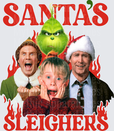 Santa's Sleighers Christmas Movie Characters Buddy the Elf Grinch Kevin McCallister Clark Griswold Holiday Mashup