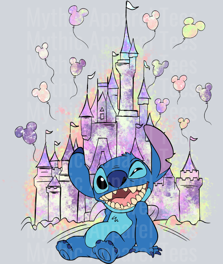 Stitch Purple Castle DTF Disney Transfers