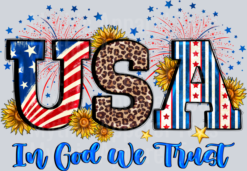 USA In God We Trust 4th of july DTF Patriotic Transfers