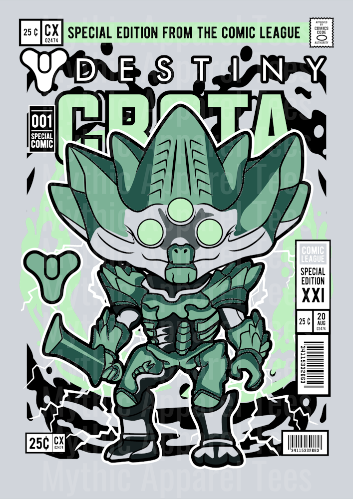 Crota Destiny Comic Book Cover STYLE DTF Pop Culture Transfers