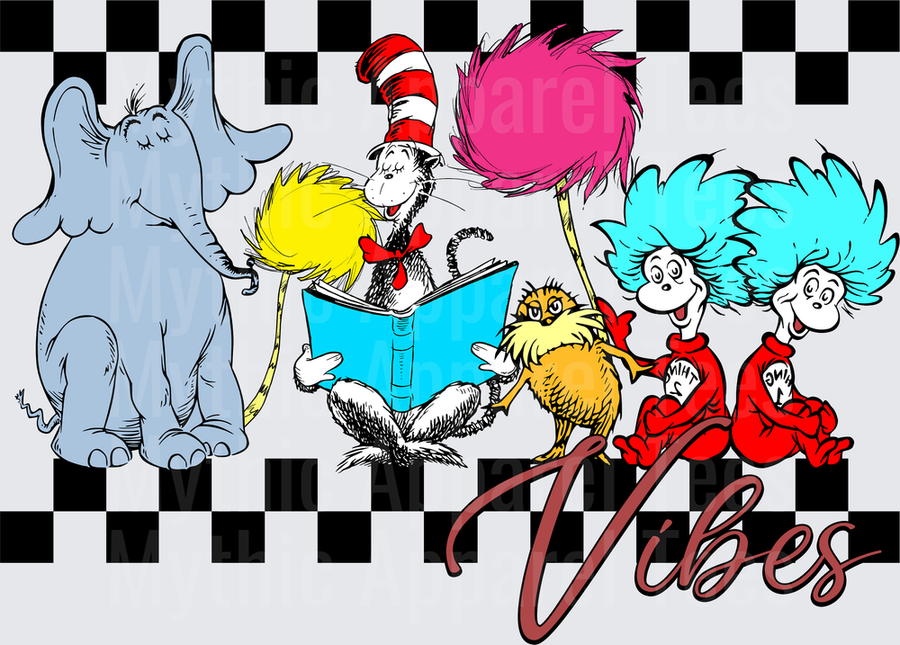 DR Seuss Characters Vibes Checkerboard Group Reading