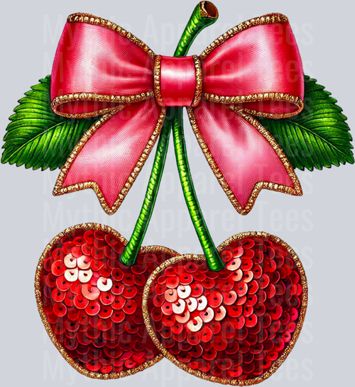 Cherries Bow with Green Leaves Style Combo Valentines Day Design