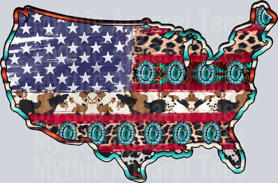 Western America Print and symbols North America 4th of July DTF Patriotic Transfers