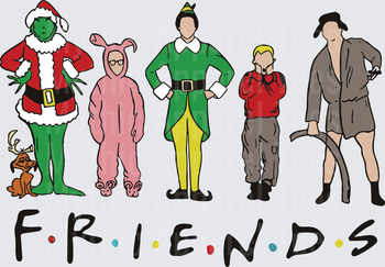 Christmas Movie Characters Friends Logo Grinch Ralphie Buddy the Elf Kevin McCallister Clark Griswold Holiday Group