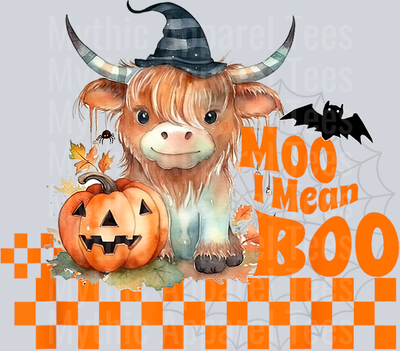 Cute Halloween Scottish Highland Baby Cow for Fall Pumpkin T-Shirt