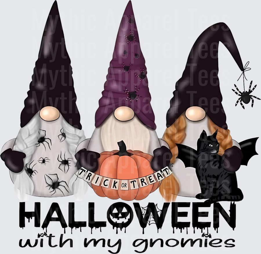 Halloween With My Gnomies Trio Gnomes Trick or Treat Pumpkin Spider Black Cat Bat