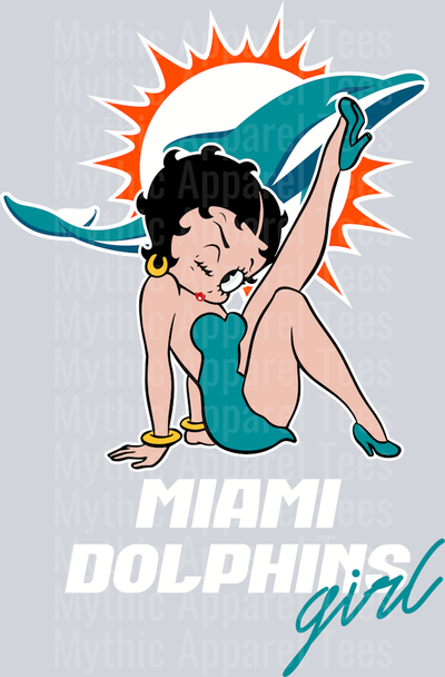 Miami Dolphins Girl Betty Boop DTF NFL Transfers