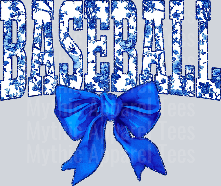 Blue Baseball College Font Floral Pattern School Spirit & Sports
