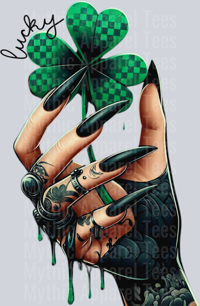 Lucky black clover hand DTF St Patrick's Day Transfers