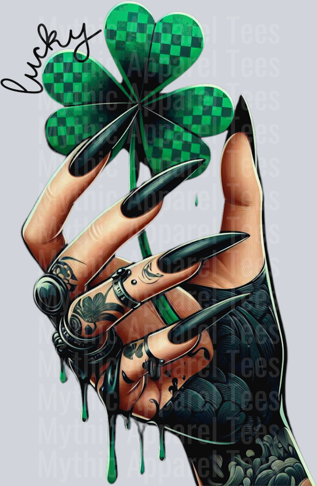 Lucky black clover hand DTF St Patrick's Day Transfers