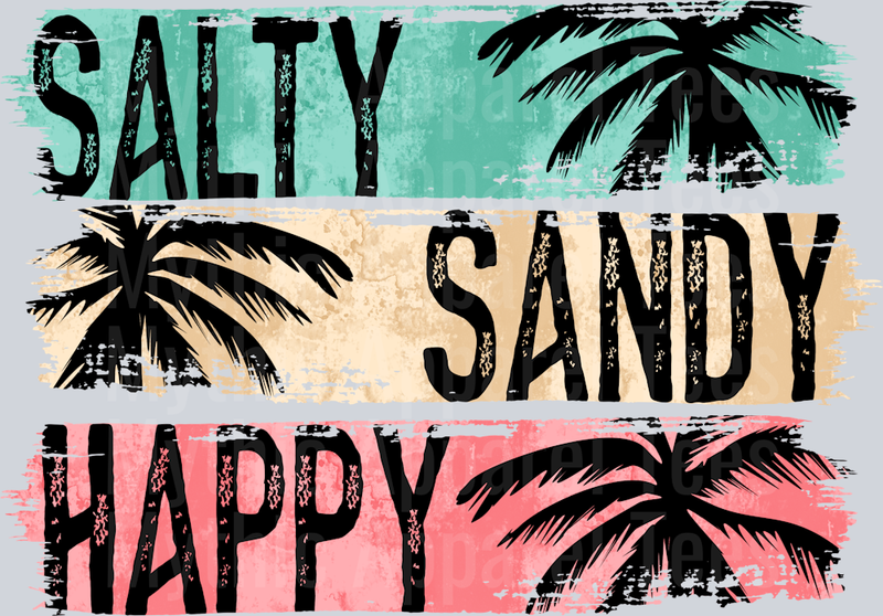 Salty Sandy Happy Palm tree DTF Summer Transfers