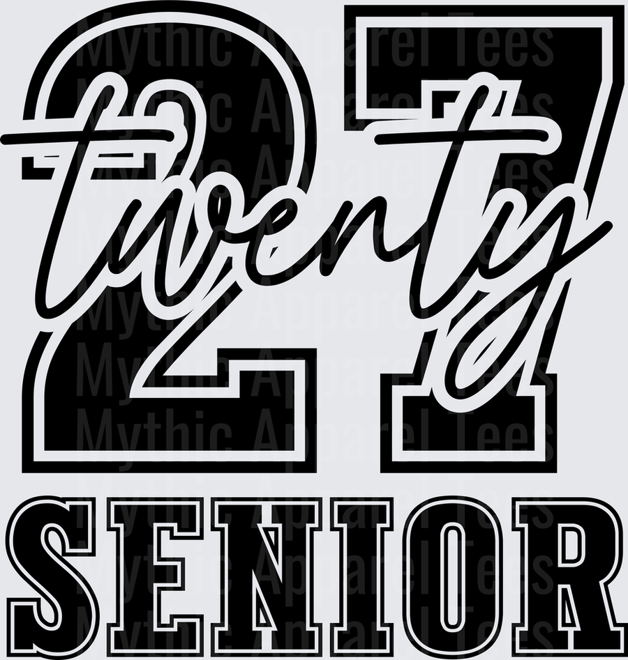 Twenty-Seven Script Overlay Class of 2027 Senior Bold Varsity Graphic