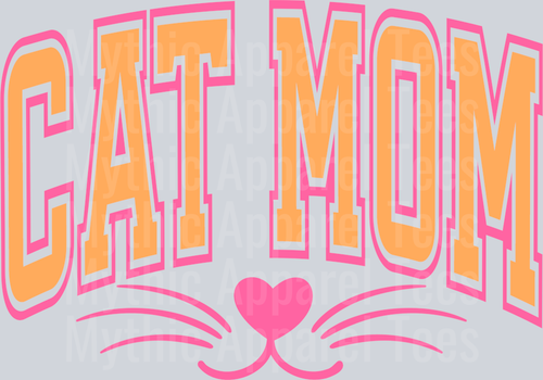 Cat Mom Orange and Pink Varsity Letters