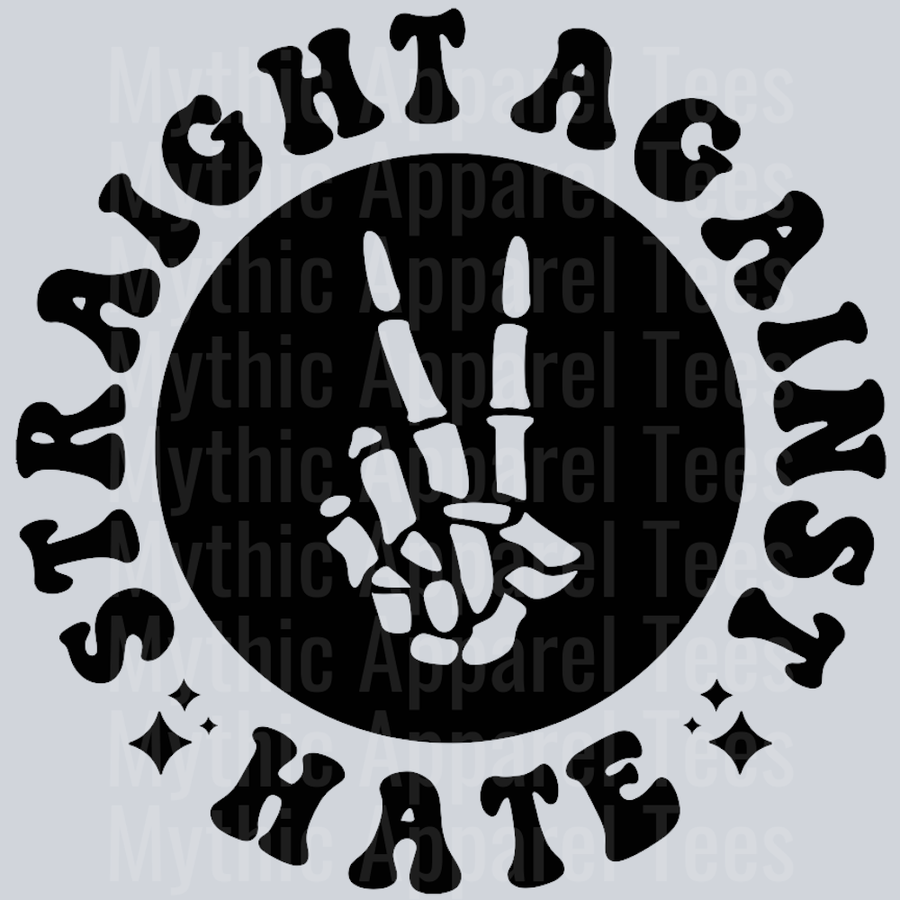 Straight Against Hate Pocket Design Wavy Retro Funny Designs