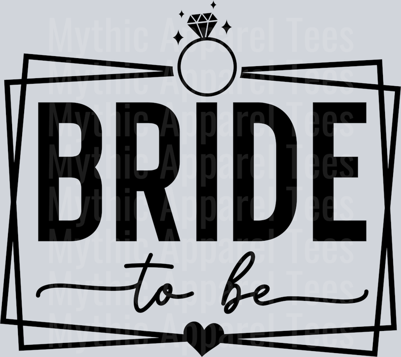 Bride to be Black with rink DTF Bride Transfers
