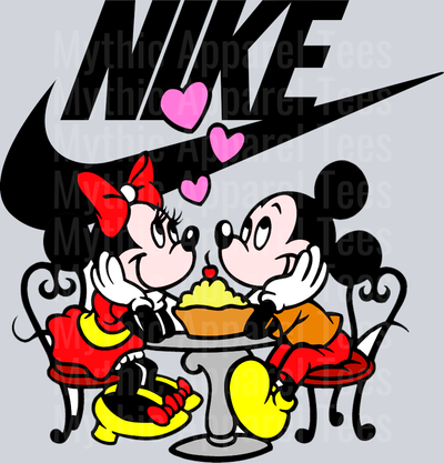 Micky and Minnie in love JUST DO IT DTF Nike Transfers