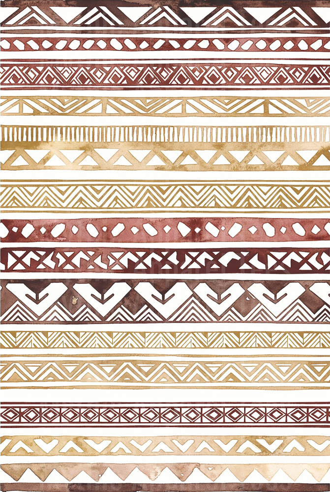Moana Tribal Watercolor Aztec Border Stripe Pattern