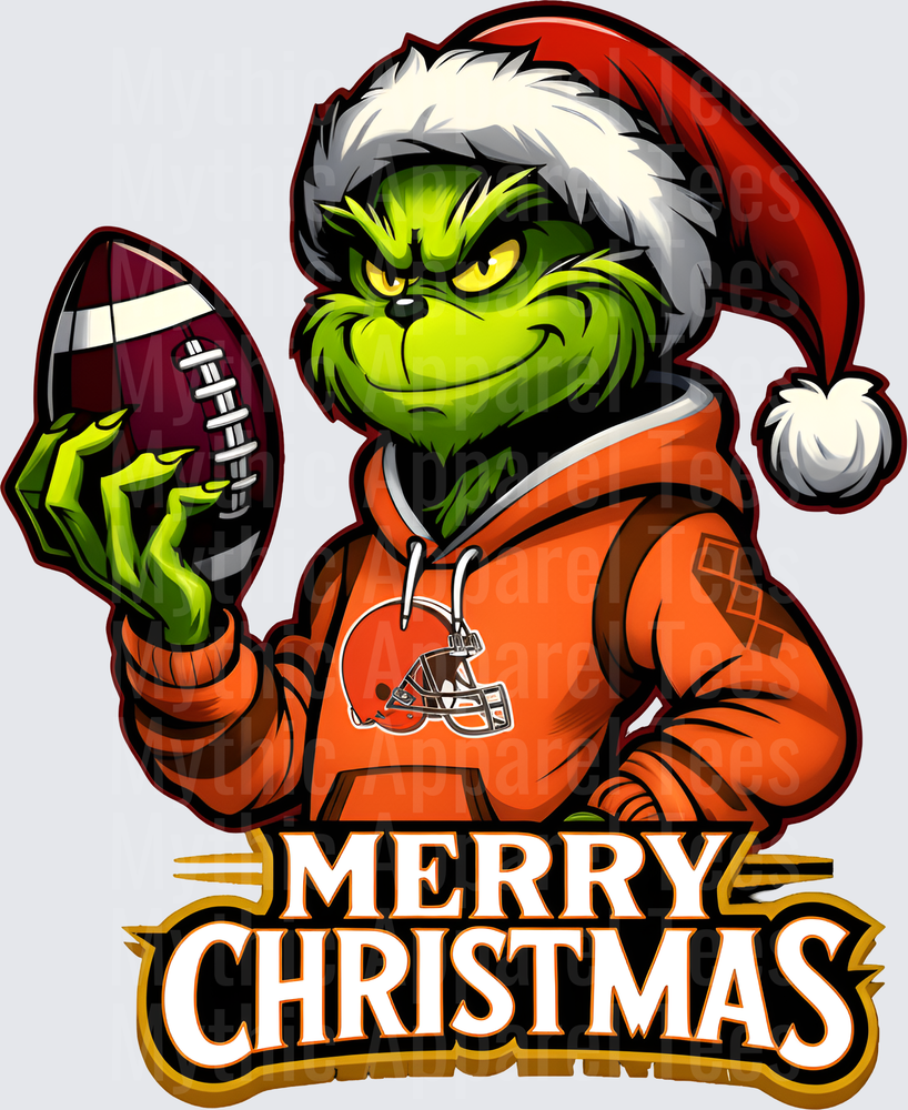 Grinch Santa Hat Cleveland Browns Football Merry Christmas