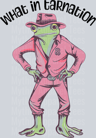 What in tarnation Frog with Pink Outfit DTF Western Transfers