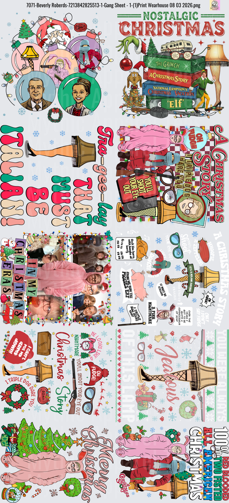 Gang Sheet FULL SIZE DESIGNS Nostalgic Christmas Movie Collection Vintage Holiday Film Icons