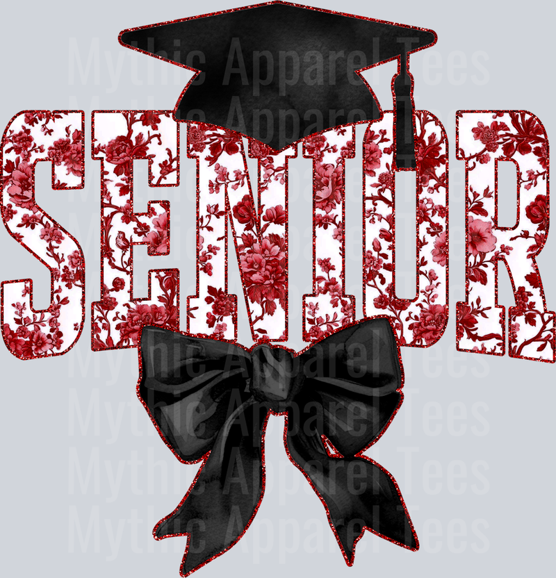 Maroon Senior Hat College Font Floral Senior Graduation Design