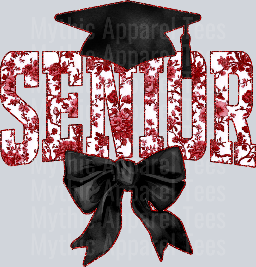 Maroon Senior Hat College Font Floral Senior Graduation Design