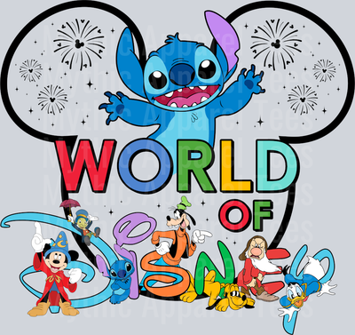 World Of Disney Mickey Symbol and characters DTF Lilo and Stitch Transfers