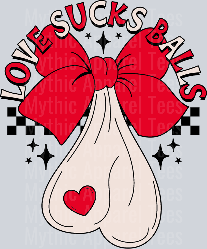 Love Sucks Balls Wavy Retro Funny Designs Valentines Day Sequin