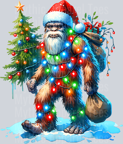 9 Bigfoot Christmas Shirt Christmas Tree Xmas Sasquatch T-Shirt
