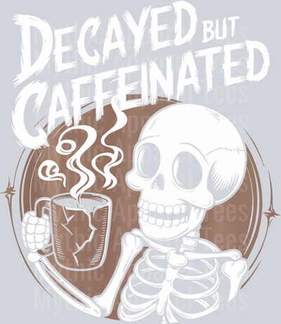 Decayed but caffeinated skull skelly DTF Coffee Transfers