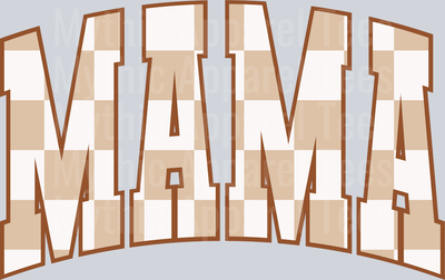 Tan Checkered Mama DTF Mom Transfers