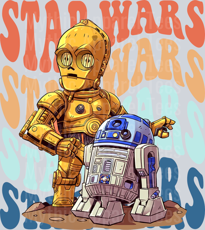 C 3po and R2-d2 Star Wars Stacked Name Disney