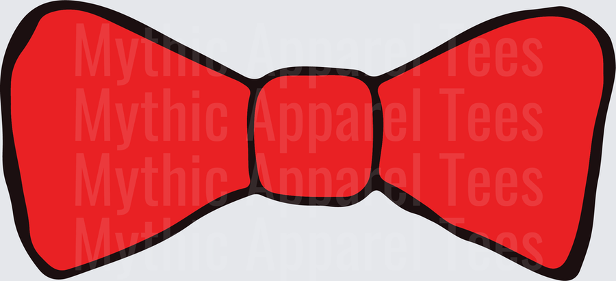Dr. Seuss Inspired Classic Red Bow Tie Bold Black Outline Cartoon Style