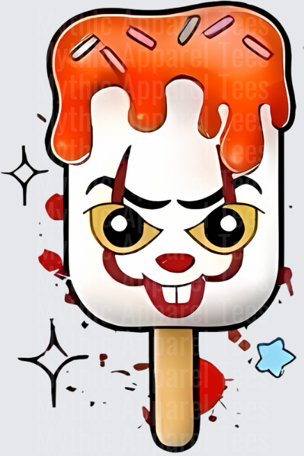 Pennywise IT Clown Popsicle Kawaii Horror Ice Cream Bar with Orange Drip and Sprinkles
