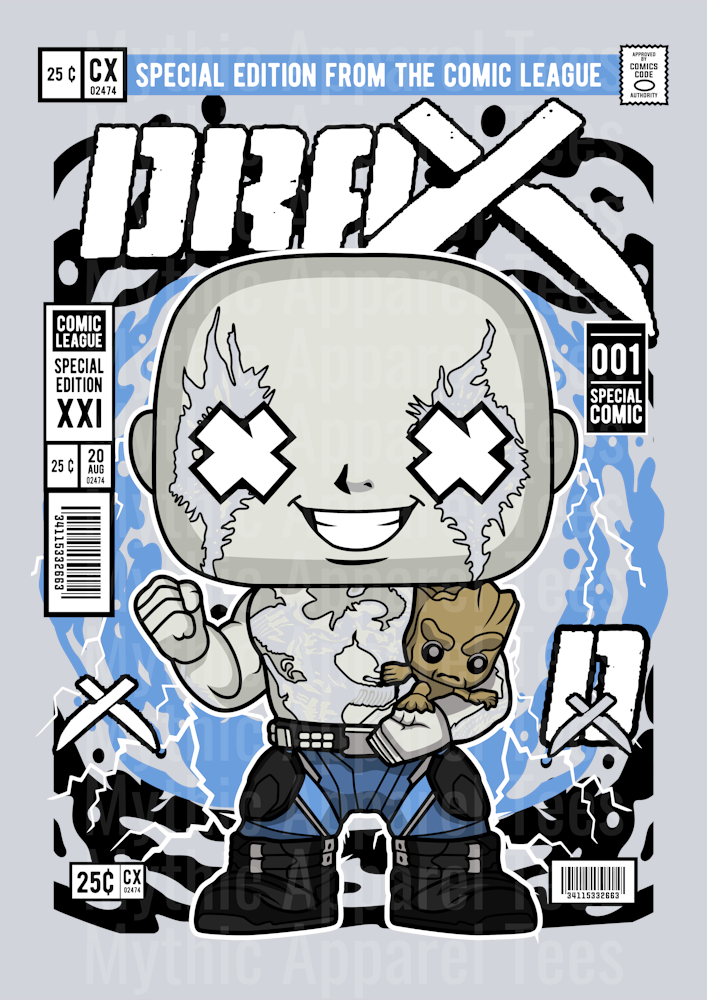 Drax With Groot Comic Book Cover STYLE DTF Pop Culture Transfers
