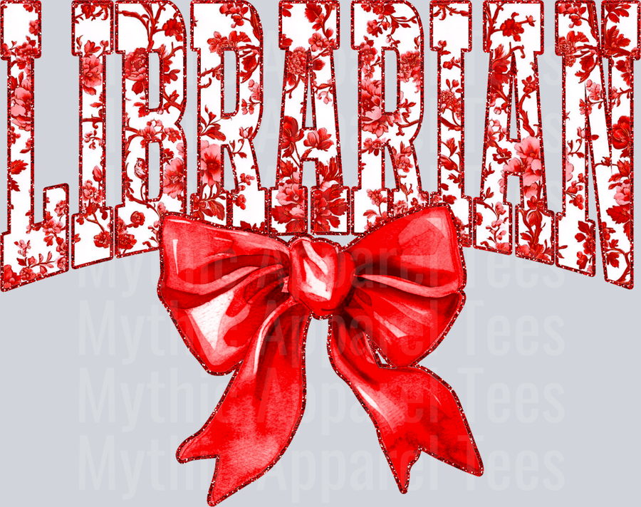 Red Librarian College Font Floral Teacher Design