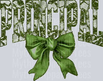 Olive Green Lace Principal St Patrick's Day College Font Floral and shamrock pattern