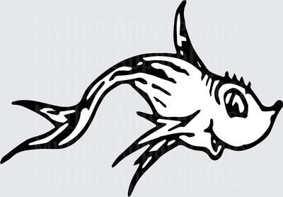DR Seuss One Fish Two Fish Black and White Fish Silhouette