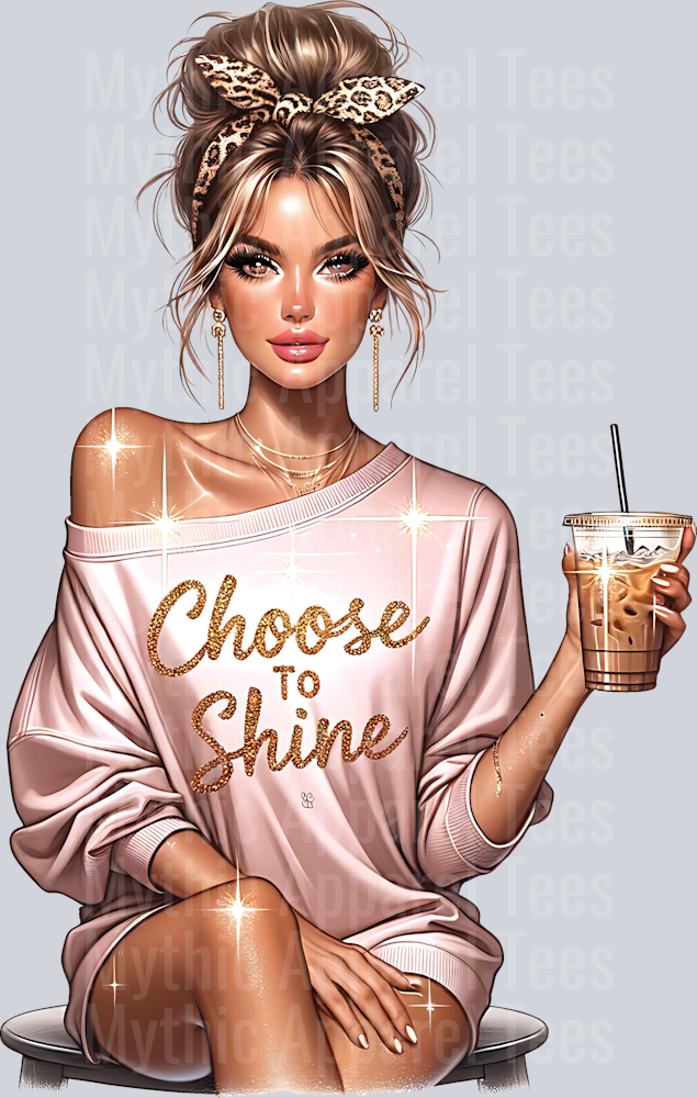 Choose to shine Sassy Girl with Inspirational Quote DTF Inspirational Transfers