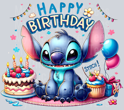 Stitch Birthday Transfer 3 DTF Stitch Birthday Transfers