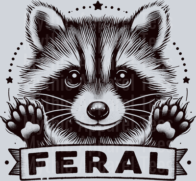 Feral gradient cute little racoon DTF Racoon Transfers