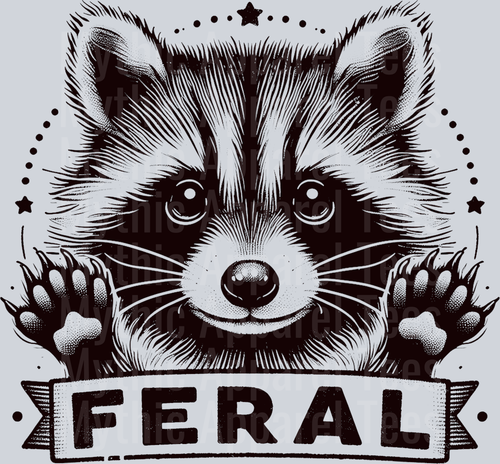 Feral gradient cute little racoon DTF Racoon Transfers